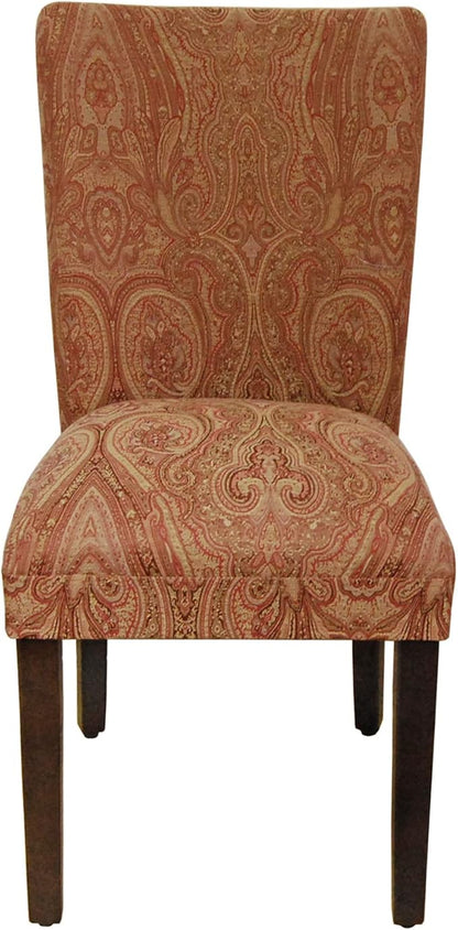 Homepop Home Decor |K1136-F765 | Classic Upholstered Parsons Dining Chair | Single Accent Dining Chair, Red & Gold Damask - LeafyLoom