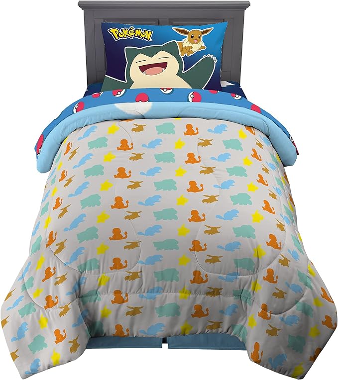 Franco Kids Bedding Super Soft Comforter and Sheet Set, 4 Piece Twin Size, Pokemon (Prints May vary) - LeafyLoom