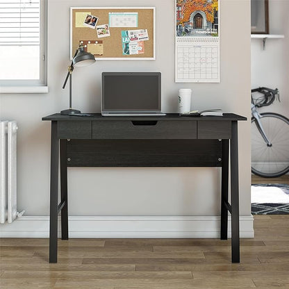 Ameriwood Home Oxford Computer Desk with Drawer, Black Oak - LeafyLoom