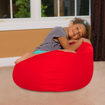 Posh Creations Bean Bag Chair for Kids, Teens, and Adults Includes Removable and Machine Washable Cover, Solid Red, 27in - Medium - LeafyLoom