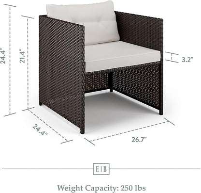 Edenbrook Bayview Patio Mix and Match Outdoor Furniture-Accent Chair Rattan/Cream, White/Brown - LeafyLoom