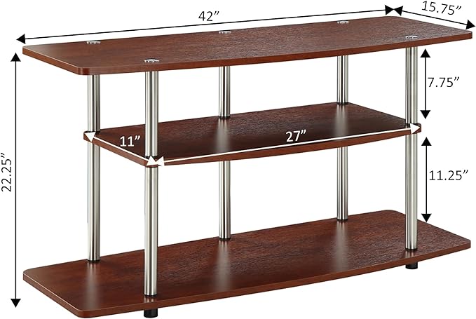 Convenience Concepts Designs2Go 3-Tier Wide TV Stand, 42", Cherry - LeafyLoom