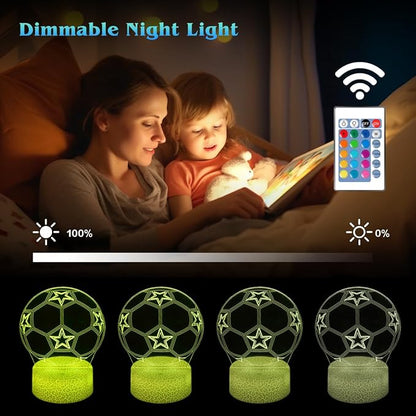 Soccer Night Light,Soccer Gifts for Boy, 3D Soccer Lamp,Kids Bedside Lamp,16 Color Change Decor Lamp with Remote & Smart Touch, Gifts for Christmas Birthday Boys Men Girls - LeafyLoom