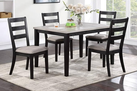 NicBex Small Dining Table Set for 4 Dining Room Set 5pc Dining Set Kitchen Dinette Wooden Top Table and Chairs Upholstered Cushions Seats Ladder Back Chair Dining Room, Black - LeafyLoom