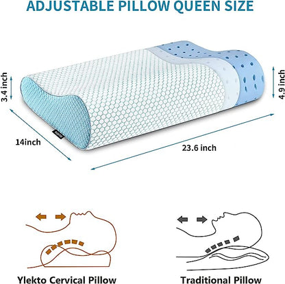 Memory Foam Pillows Neck Pillow Bed Pillow for Sleeping Ergonomic Cervical Pillow Orthopedic Contour Pillow for Side Back Stomach Sleeper - LeafyLoom