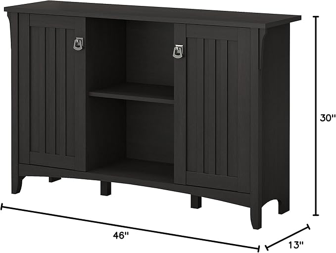 Bush Furniture Salinas Accent Storage Cabinet with Doors in Vintage Black - LeafyLoom