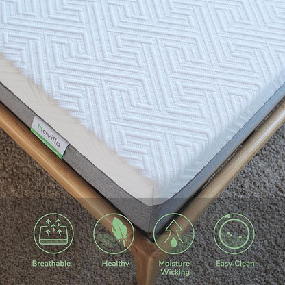 Novilla 8-Inch Gel Memory Foam Queen Size Mattress for Pressure Relief, Enhanced Support & Plush Comfort, Queen Mattress in a Box, Bliss - LeafyLoom