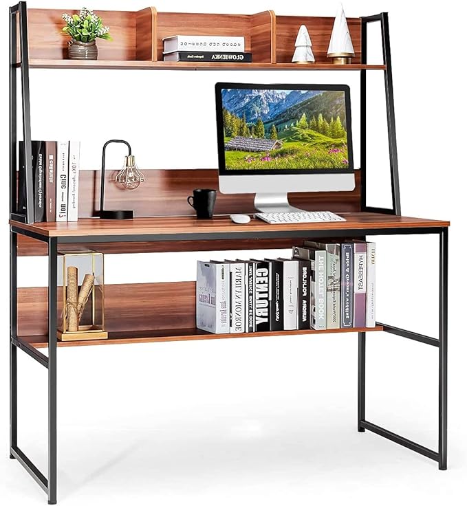 Computer Desk, Brown - LeafyLoom