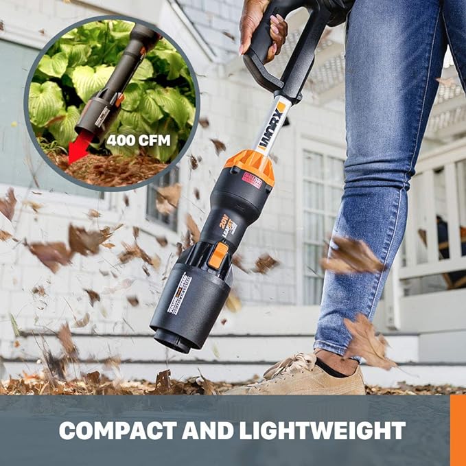 Worx Nitro WG543.9 20V LEAFJET Leaf Blower Cordless with Battery and Charger, Blowers for Lawn Care Only 3.8 Lbs., Cordless Leaf Blower Brushless Motor– Tool Only - LeafyLoom