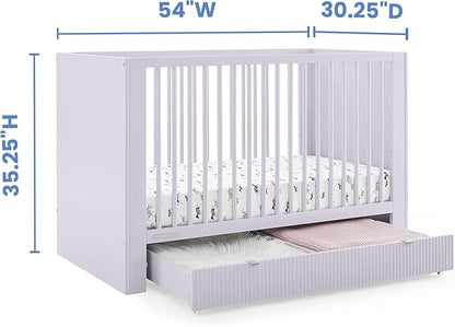 Delta Children Cassie 4-in-1 Convertible Crib with Underdrawer - Greenguard Gold Certified, Lilac - LeafyLoom