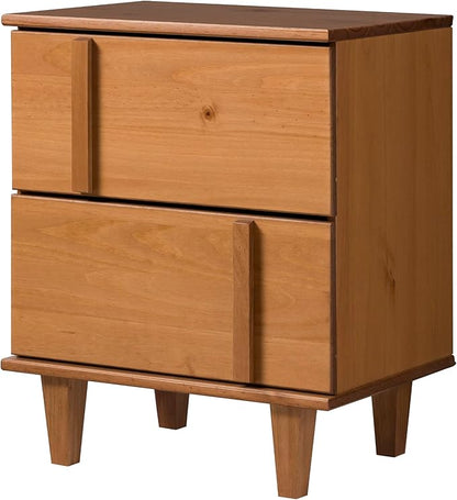 Walker Edison Sprague Contemporary Detailed Drawer Solid Wood Nightstand, 20 Inch, Caramel - LeafyLoom