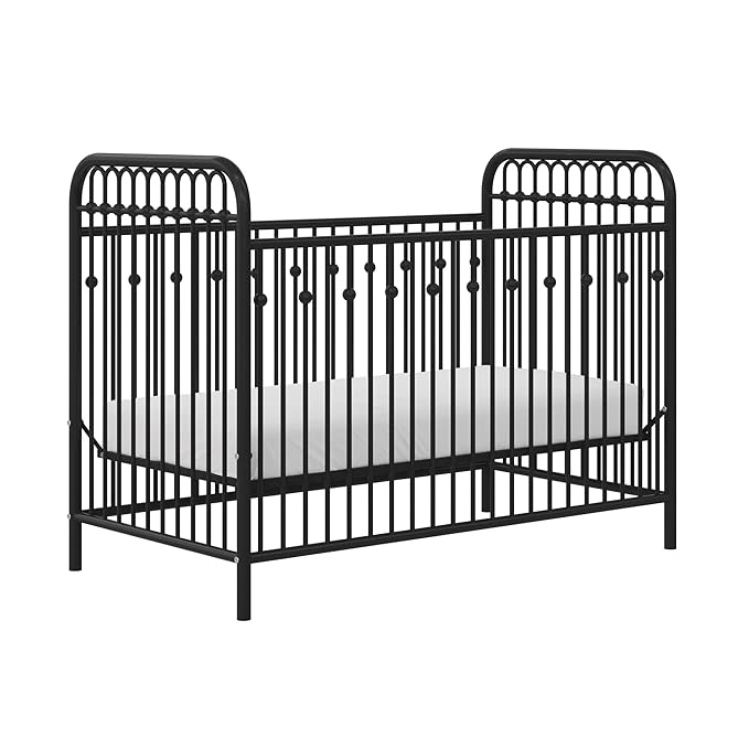 Little Seeds Monarch Hill Ivy Metal Baby Crib, Black - LeafyLoom