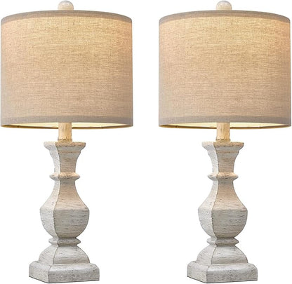 PoKat 20.5'' Table Lamps Set of 2, Vintage Bedside Lamps for Bedroom, Farmhouse Lamp for Living Room, Small Lamp for Nightstand, Retro Side Table Lamp, Beige - LeafyLoom