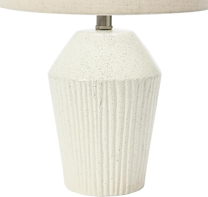 Creative Co-Op 13" Round Stoneware Desk Lamp, White - LeafyLoom