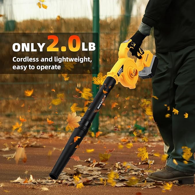 Leaf Blower Cordless for Dewalt Battery: 2-in-1 Portable Leaf Blower & Vacuum Cleaner for Dewalt 20V Max Battery, with Brushless Motor for Lawn Care/Dust/Pet Hair (Battery Not Included) - LeafyLoom