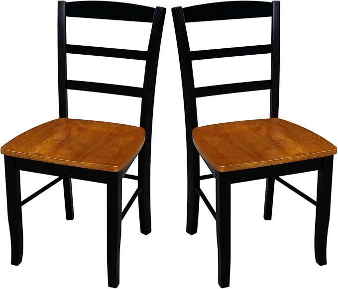 International Concepts Pair of Madrid LadderBack Chairs, Black/Cherry - LeafyLoom