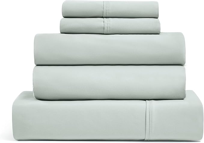 UGG 33613 Alahna Split King Bed Sheet and Pillowcase Luxury 5-Piece Set Machine Washable Deep Pockets Wrinkle-Resistant Breathable Cozy Comfort Silky Cooling Sheets, Split King, Mineral - LeafyLoom