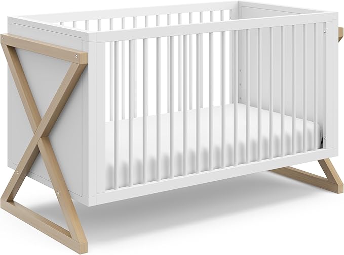 Storkcraft Equinox 3-in-1 Convertible Crib (Driftwood) - Easily Converts to Toddler Bed & Daybed, 3-Position Adjustable Mattress Support Base, Modern Two-Tone Design for Contemporary Nursery - LeafyLoom