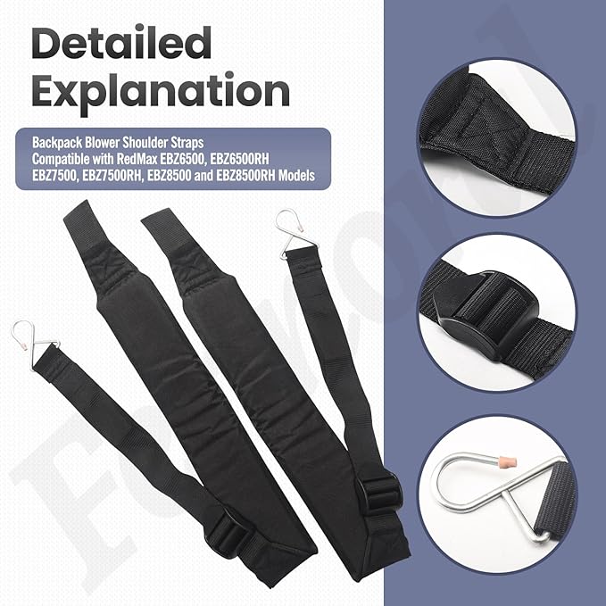 4 Pack 511758401 Backpack Blower Shoulder Straps Compatible with RedMax Models EBZ8500 EBZ7500 EBZ6500 EBZ5150, Replaces 521678901 - LeafyLoom