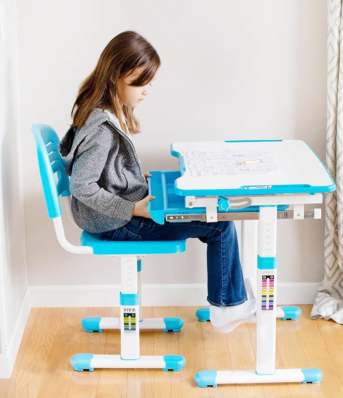 VIVO Height Adjustable Kids Desk Chair, Chair Only, Designed for Interactive Workstation, Universal Children's Ergonomic Seat, Blue, DESK-V201B-CH - LeafyLoom