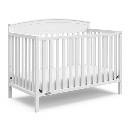 Graco Benton 5-in-1 Convertible Crib (White) – GREENGUARD Gold Certified, Converts from Baby Crib to Toddler Bed, Daybed and Full-Size Bed, Fits Standard Full-Size Crib Mattress - LeafyLoom