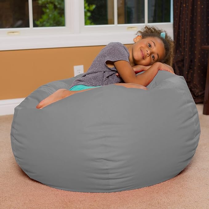 Posh Creations Bean Bag Chair for Kids, Teens, and Adults Includes Removable and Machine Washable Cover, Heather Lavender, 48in - X-Large - LeafyLoom