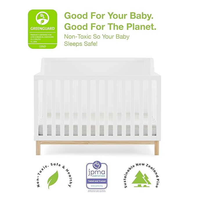 babyGap by Delta Children Oxford 6-in-1 Convertible Crib TrueSleep 2-Stage Deluxe Crib and Toddler Mattress (Bundle) - LeafyLoom