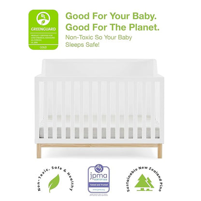 babyGap by Delta Children Oxford 6-in-1 Convertible Crib TrueSleep 2-Stage Deluxe Crib and Toddler Mattress (Bundle) - LeafyLoom