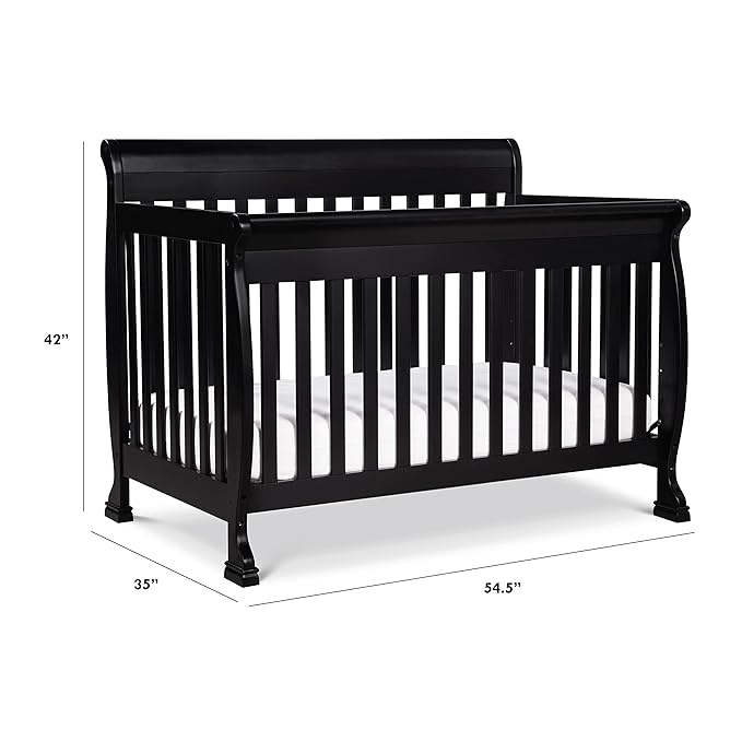 DaVinci Kalani 4-in-1 Convertible Crib in Ebony, Greenguard Gold Certified - LeafyLoom