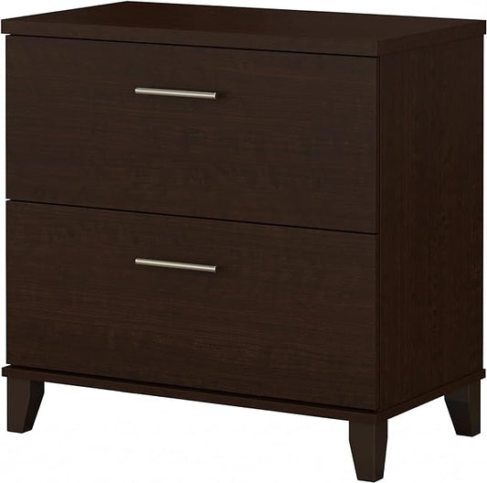 Bush Furniture Somerset 2 Drawer Lateral File Cabinet in Mocha Cherry - LeafyLoom