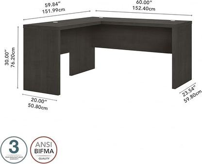 Bush Business Furniture Echo L Shape Desk with Wire Management | Corner Computer Table with Quick-to-Assemble Hardware | Home Office Credenza, 60W, Charcoal Maple - LeafyLoom