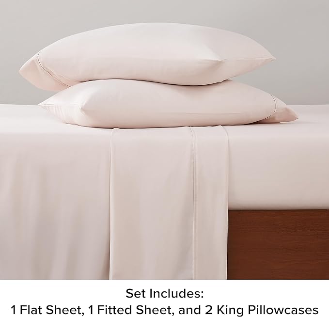 UGG 01335 Alahna King Bed Sheets and Pillowcases 4-Piece Set Sleep in Luxury Machine Washable Deep Pockets Wrinkle-Resistant Breathable Cozy Comfort Silky Cooling Sheets, King, Shell - LeafyLoom