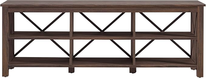 Henn&Hart Rectangular TV Stand for TV's up to 80" in Alder Brown, Electric Fireplace TV Stands for the Living Room - LeafyLoom