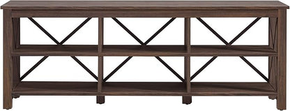 Henn&Hart Rectangular TV Stand for TV's up to 80" in Alder Brown, Electric Fireplace TV Stands for the Living Room - LeafyLoom