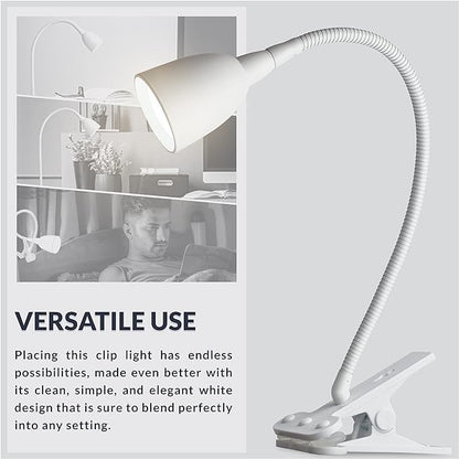 Newhouse Lighting NHCLP-OL-WH Olivia LED Clamp Light Desk Lamp with Flexible Gooseneck, 3 Brightness Levels & 3 Color Modes, White - LeafyLoom