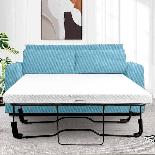 4Inch Memory Foam Sofa Bed Replacement Mattress for Full Size Sleeper Sofa & Couch Beds - Made in USA - Washable Material/Non-Slip Base - Sofa Not Included - 72”L x 53”W x 4”H - LeafyLoom