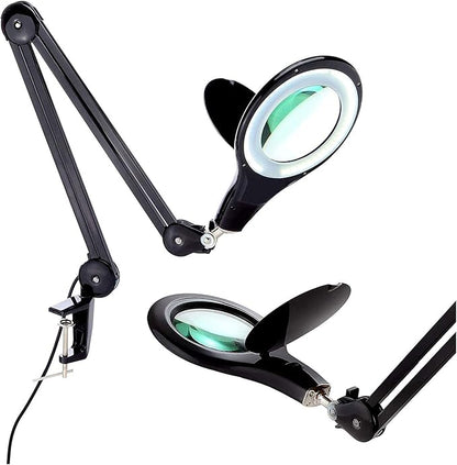 Brightech LightView PRO Magnifying Desk Lamp, 2.25x Light Magnifier, Adjustable Magnifying Glass with Light for Crafts, Reading, Close Work - Black - LeafyLoom