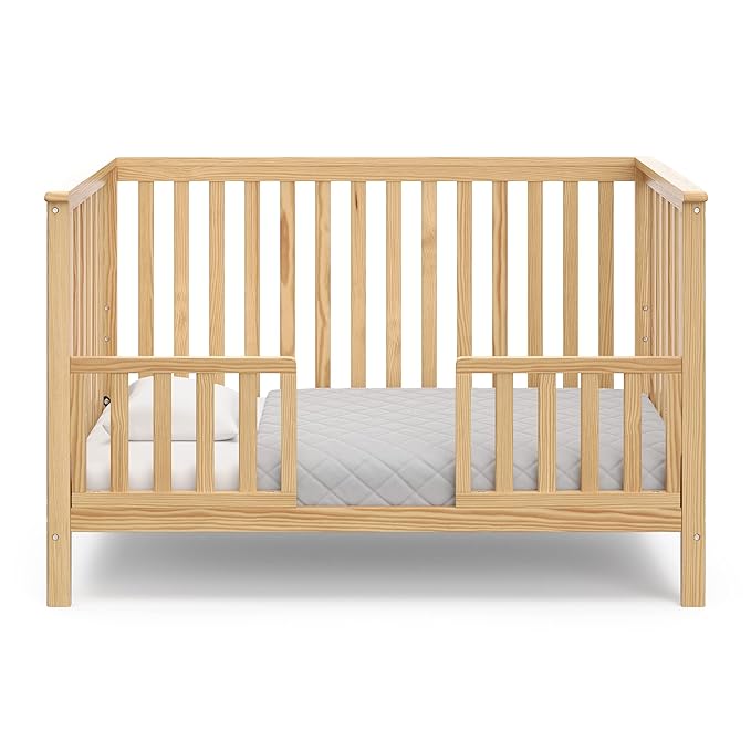 Storkcraft Hillcrest 4-in-1 Convertible Crib (Natural) - Converts to Daybed, Toddler Bed, and Full-Size Bed, Fits Standard Full-Size Crib Mattress, Adjustable Mattress Support Base - LeafyLoom