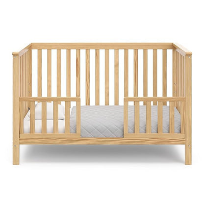 Storkcraft Hillcrest 4-in-1 Convertible Crib (Natural) - Converts to Daybed, Toddler Bed, and Full-Size Bed, Fits Standard Full-Size Crib Mattress, Adjustable Mattress Support Base - LeafyLoom