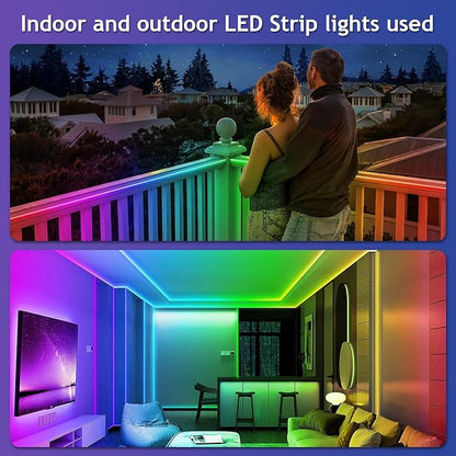 500ft Outdoor LED Strip Lights Waterproof,IP68 Outside Led Light Strips Waterproof with App and Remote,Music Sync RGB Exterior Led Rope Lights with Self Adhesive Back for Deck,Balcony,Pool LETIANPAI