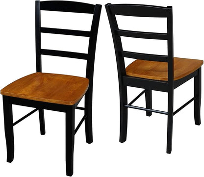 International Concepts Pair of Madrid LadderBack Chairs, Black/Cherry - LeafyLoom