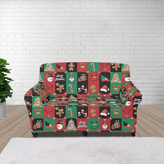 FKELYI Cute Christmas Furniture Protector Easy Going Stretch Sofa Slipcover Non-Slip Sofa Couch Cover Washable Sofa Slipcovers M FKELYI