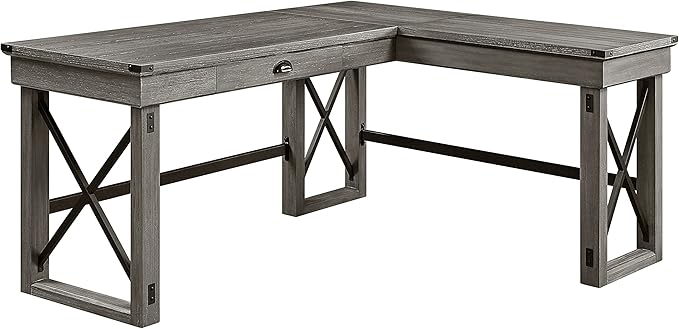 NicBex Laik-DW-00060-DX Desks, 67" W x 55" D x 30" H, Gray - LeafyLoom