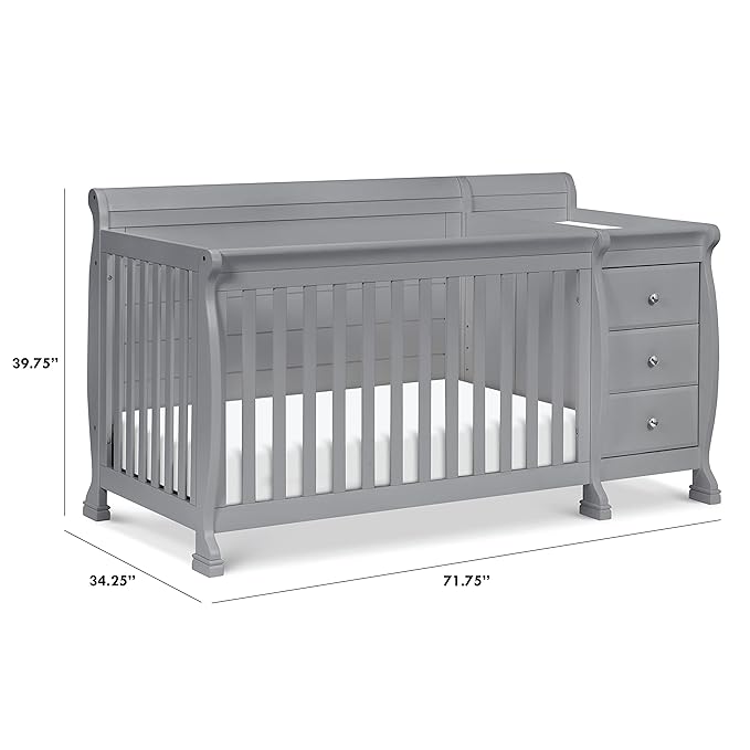 DaVinci Kalani 4-in-1 Convertibe Crib and Changer Combo in Gray - LeafyLoom