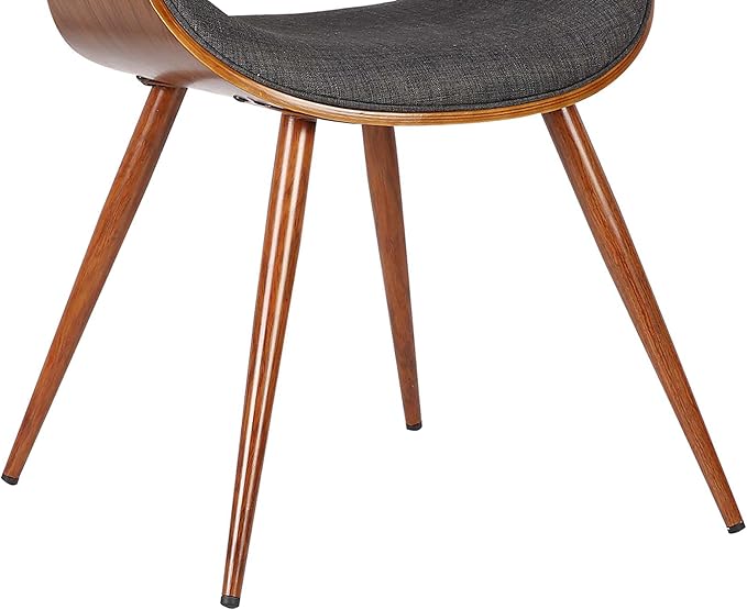 Armen Living Butterfly Dining Chair in Charcoal Fabric and Walnut Wood Finish 22D x 21W x 29H in - LeafyLoom