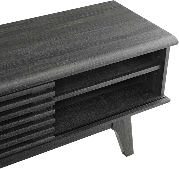 Modway Render Mid-Century Modern Low Profile 70 Inch Media Console TV Stand in Charcoal, 70" - LeafyLoom