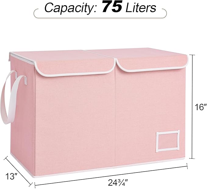 StorageWorks Toy Storage Organizer with Flip-Top Lids, Toy Bins for Living Room, Nursery Room, Playroom, Large Toy Box for Kids, Pink, 24 ¾"L x 13" W x 16" H - LeafyLoom