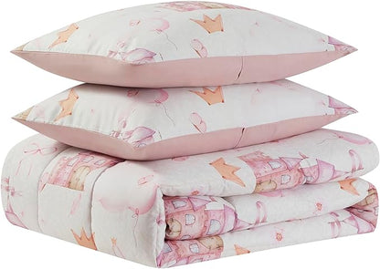 Kids Bedding Set Bed in a Bag for Boys and Girls Toddlers Printed Sheet Set and Comforter, Full, Fairytale Princess - LeafyLoom