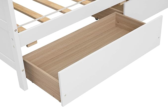 Twin Daybed with 2 Storage Drawers,Pinewood Twin Size Daybed Frame with Solid Guardrail,Dual-Use Sofa Daybed for Boys/Girls/Teens Bedroom, Easy to Assemble, No Box Spring Needed,White - LeafyLoom