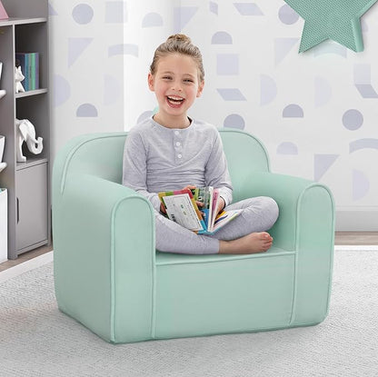 Delta Children Cozee Chair -Foam Kids Chair for Ages 18 Months and Up, Sage - LeafyLoom